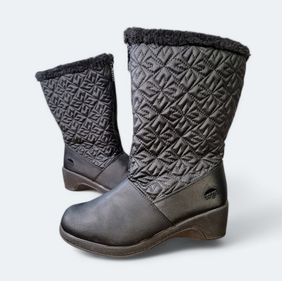 Totes Jonie Womens Black Waterproof Winter Boots Front Zip Insulated Size 8 - Picture 1 of 17